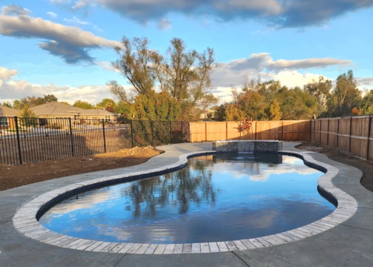 Freeform shape custom gunite pool built by Cookie Cutter Pools