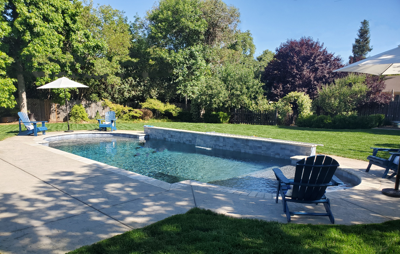 Finished Grecian pool at a Cookie Cutter Pools installation